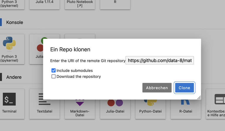 Git-Repositorium klonen